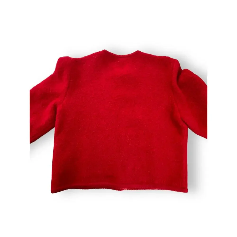Vtg. Lands End Bouclé Jacket Wool Sweater Cardigan | Sz 10, Red Vintage - Picture 8 of 8